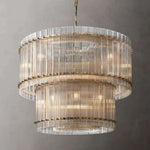 San Marco Glass Two-Tier Round Chandelier 37"