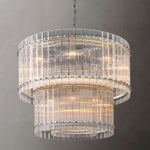 San Marco Glass Two-Tier Round Chandelier 37"