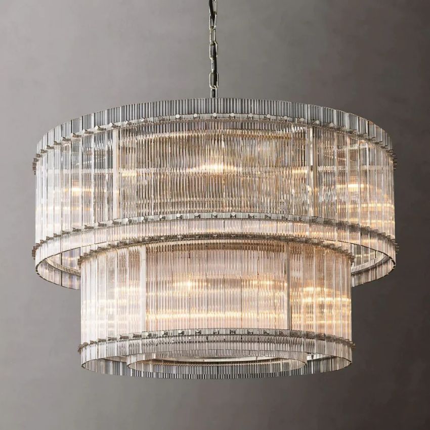 San Marco Glass Two-Tier Round Chandelier 48"