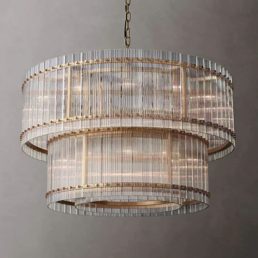 San Marco Glass Two-Tier Round Chandelier 48"