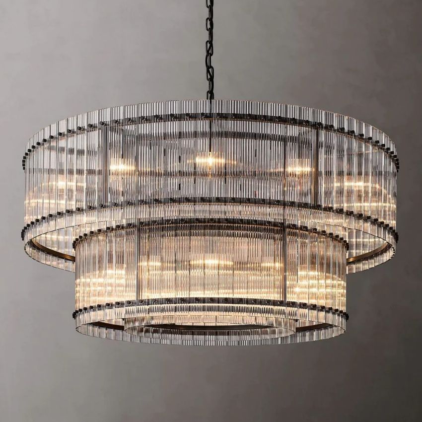 San Marco Glass Two-Tier Round Chandelier 60"