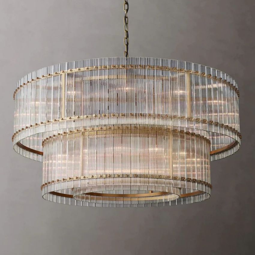San Marco Glass Two-Tier Round Chandelier 60"