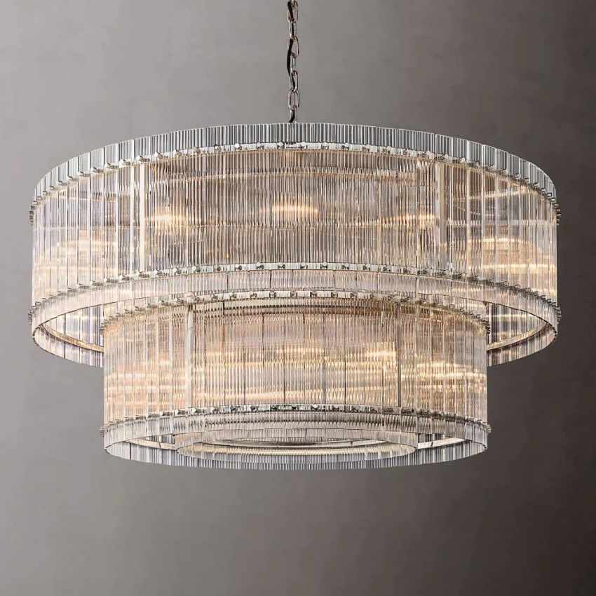 San Marco Glass Two-Tier Round Chandelier 60"