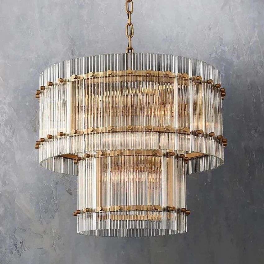 San Marco Glass Two-Tier Round Chandelier 22"