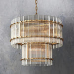 San Marco Glass Two-Tier Round Chandelier 22"