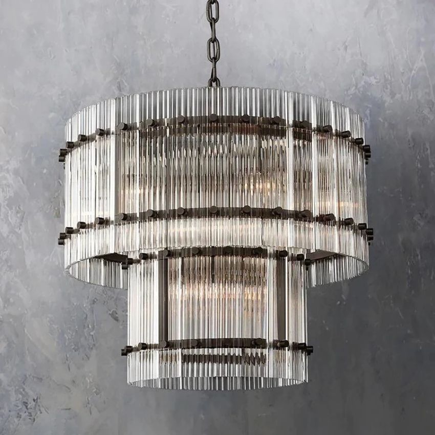 San Marco Glass Two-Tier Round Chandelier 22"