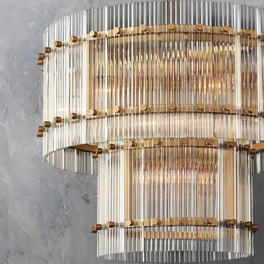 San Marco Glass Two-Tier Round Chandelier 22"