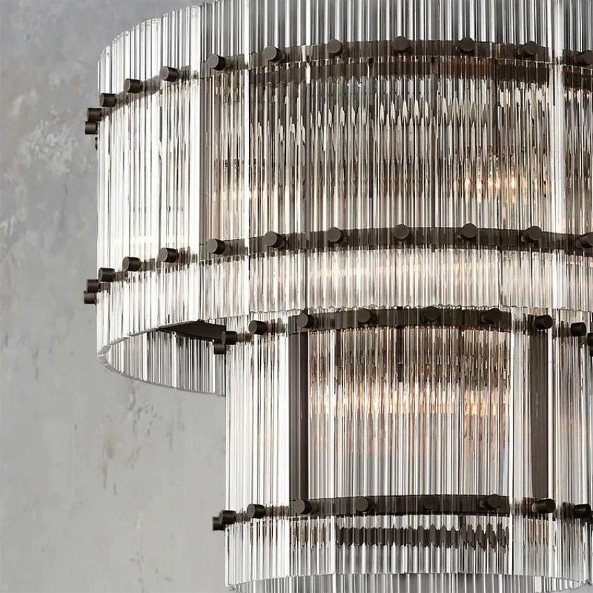 San Marco Glass Two-Tier Round Chandelier 22"