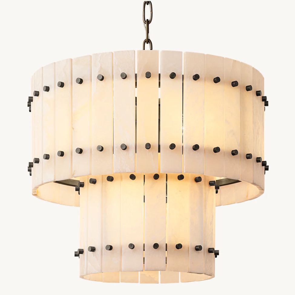 San Marco Alabaster Tiered Round Chandelier 22"