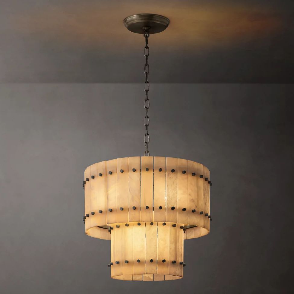 San Marco Alabaster Tiered Round Chandelier 22"