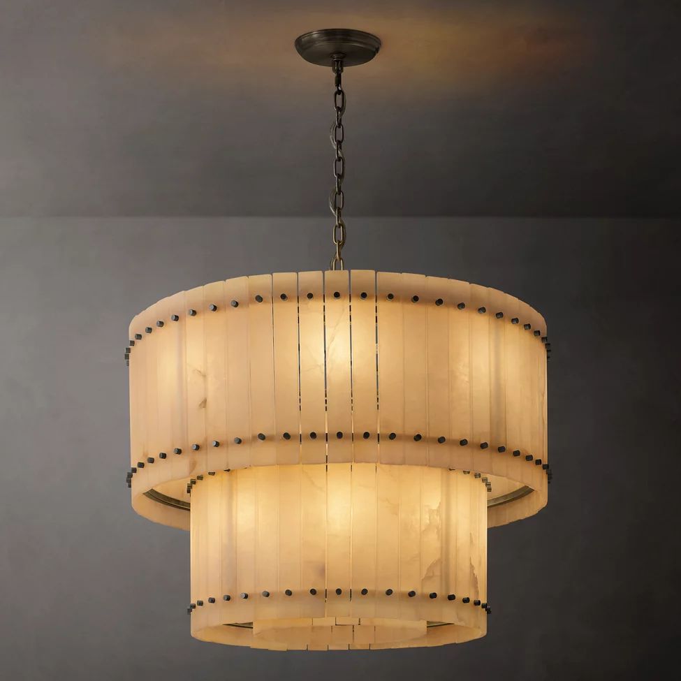 San Marco Alabaster Tiered Round Chandelier 37"