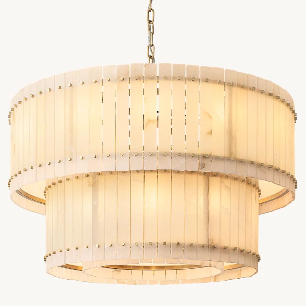 San Marco Alabaster Tiered Round Chandelier 48"