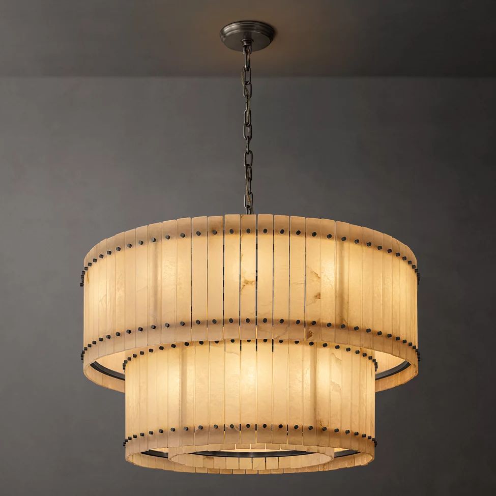 San Marco Alabaster Tiered Round Chandelier 48"