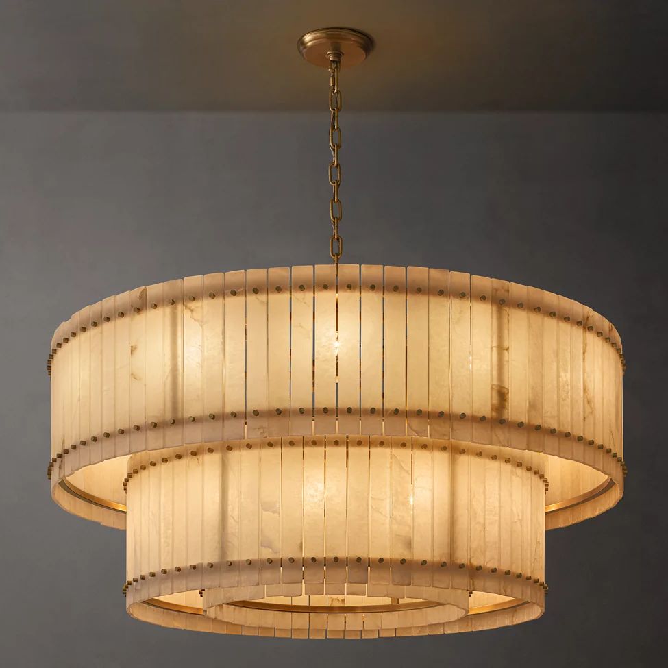 San Marco Alabaster Tiered Round Chandelier 60"