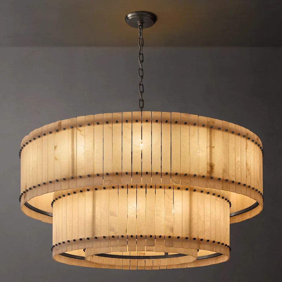 San Marco Alabaster Tiered Round Chandelier 60"