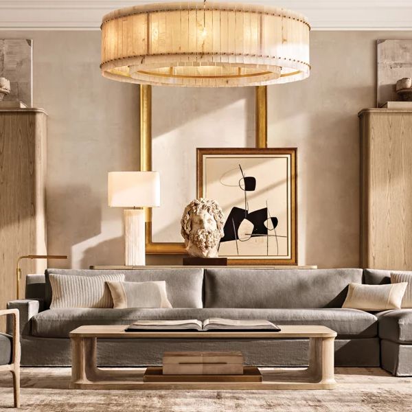 San Marco Alabaster Round Chandelier 37"
