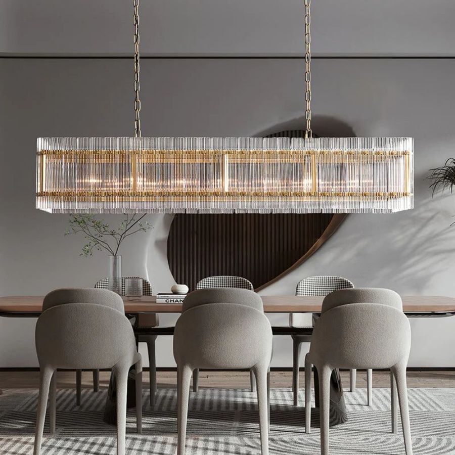 San Marco Glass Rectangle Chandelier 54"