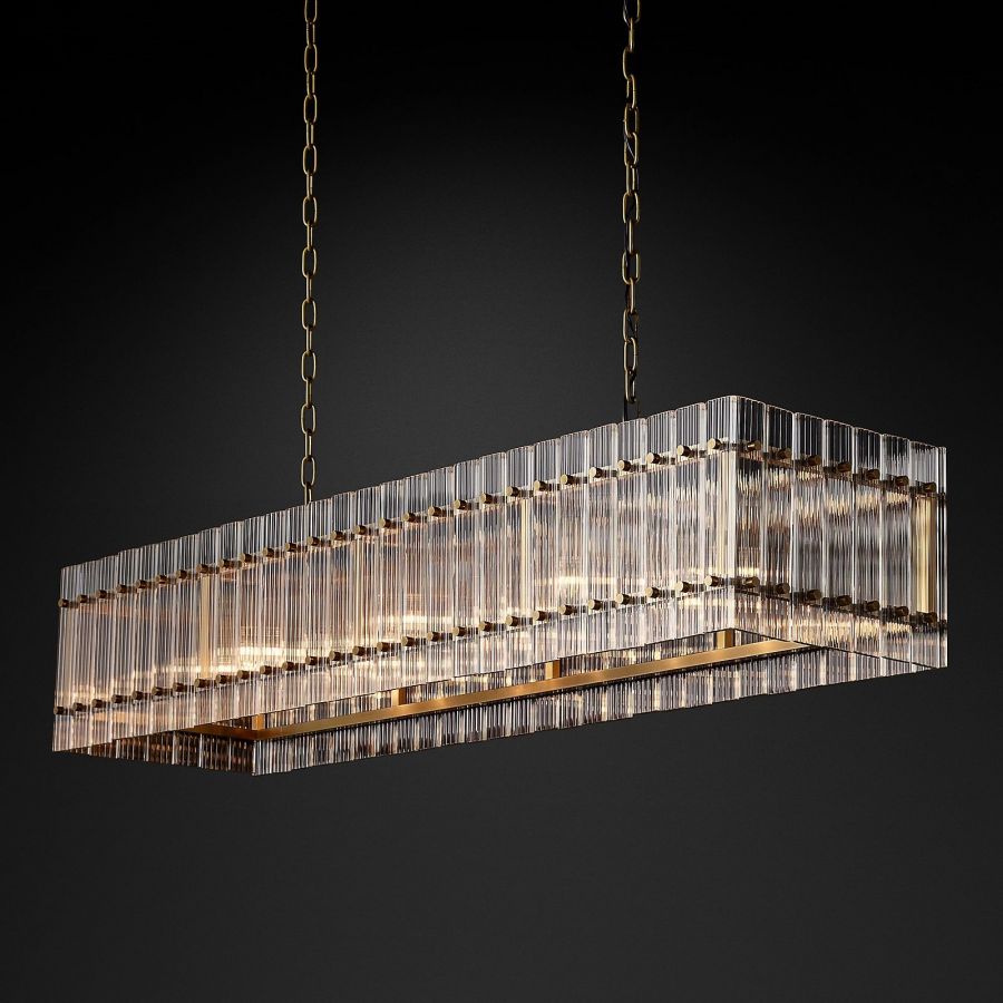San Marco Glass Rectangle Chandelier 54"