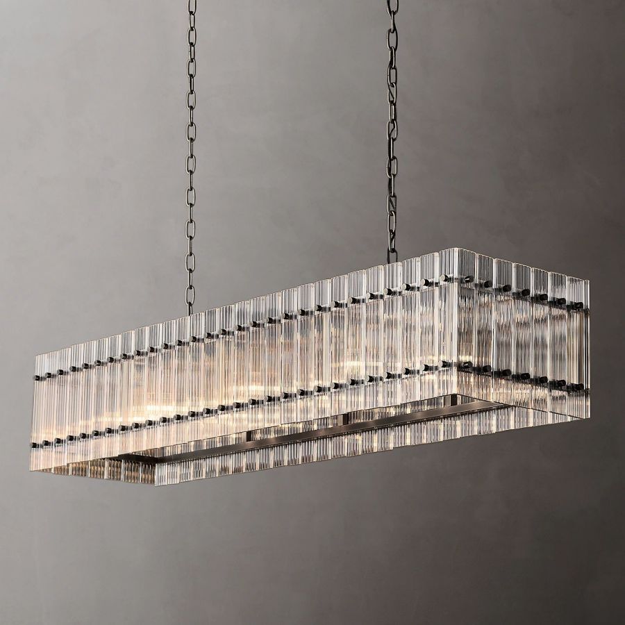 San Marco Glass Rectangle Chandelier 54"