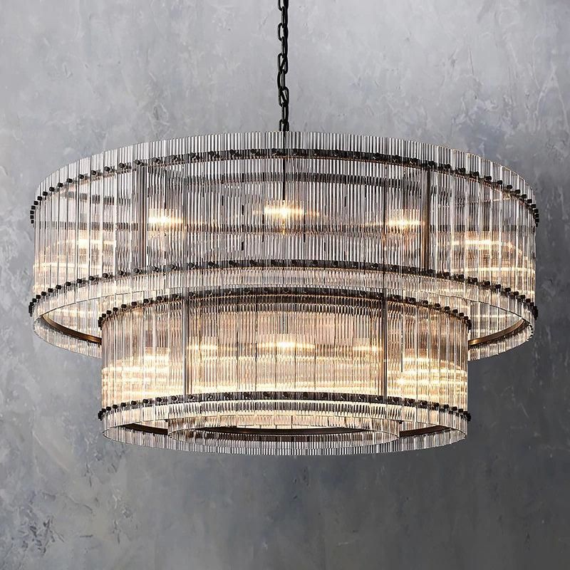 San Marco Glass Two-Tier Round Chandelier 60"