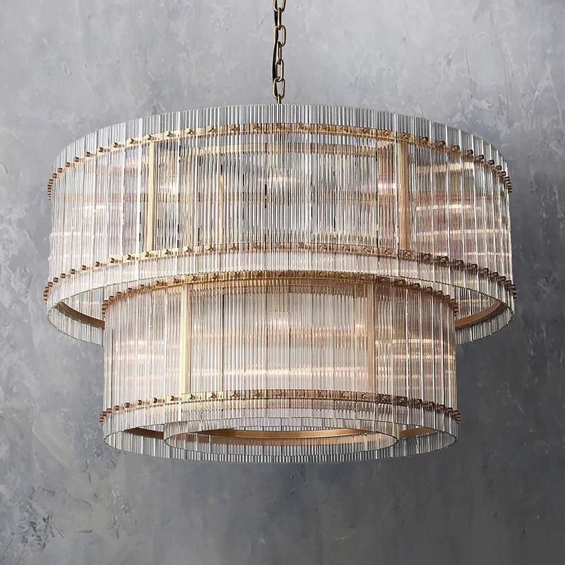 San Marco Glass Two-Tier Round Chandelier 48"
