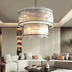 San Marco Glass Two-Tier Round Chandelier 37"
