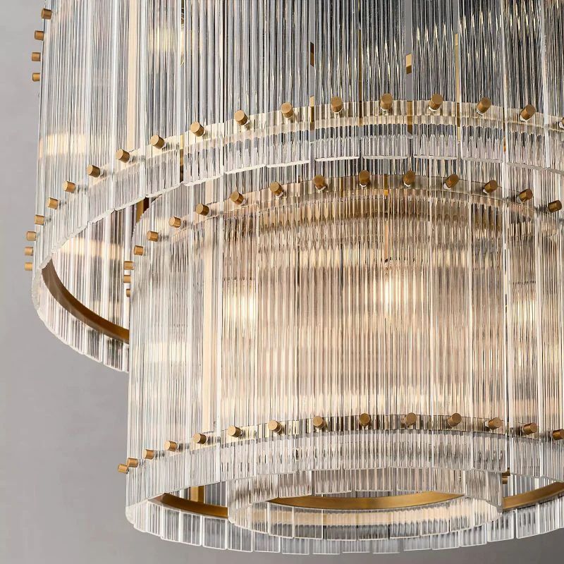 San Marco Glass Two-Tier Round Chandelier 37"