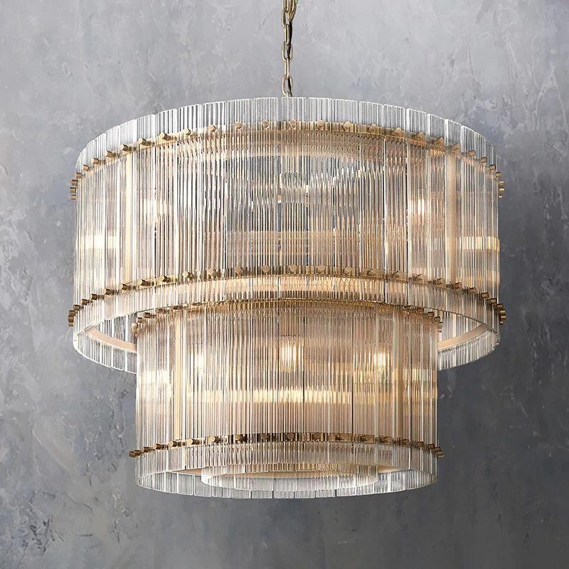 San Marco Glass Two-Tier Round Chandelier 37"