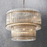 San Marco Glass Two-Tier Round Chandelier 37"