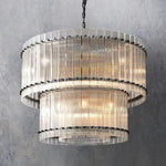 San Marco Glass Two-Tier Round Chandelier 37"