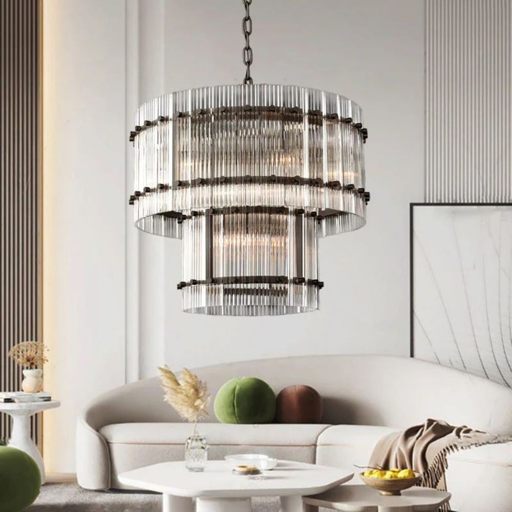 San Marco Glass Two-Tier Round Chandelier 22"