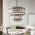 San Marco Glass Two-Tier Round Chandelier 22"