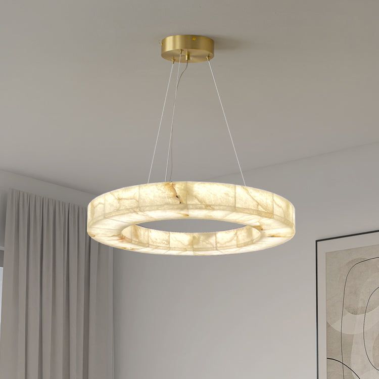 Rivage Alabaster Round Chandelier 31"