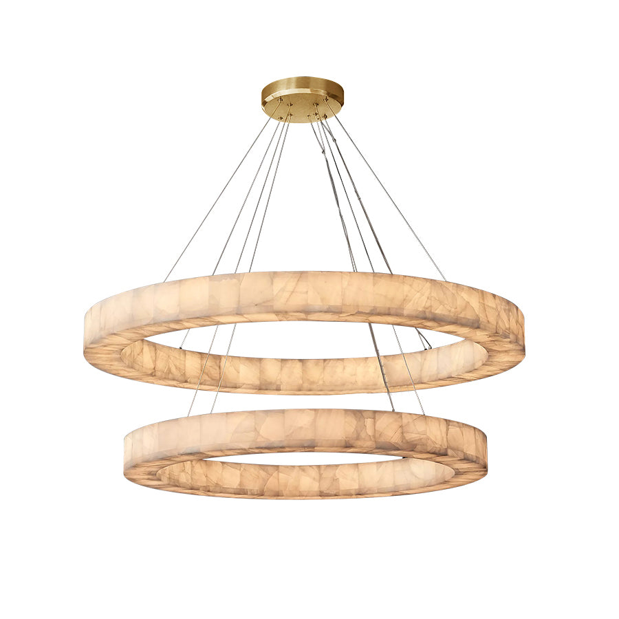 Rivage Alabaster Two-Tier Round Chandelier 60"