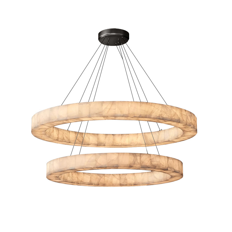 Rivage Alabaster Two-Tier Round Chandelier 60"