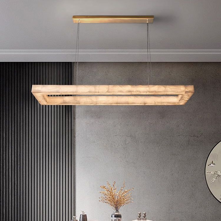 Rivage Alabaster Rectangular Chandelier 72"