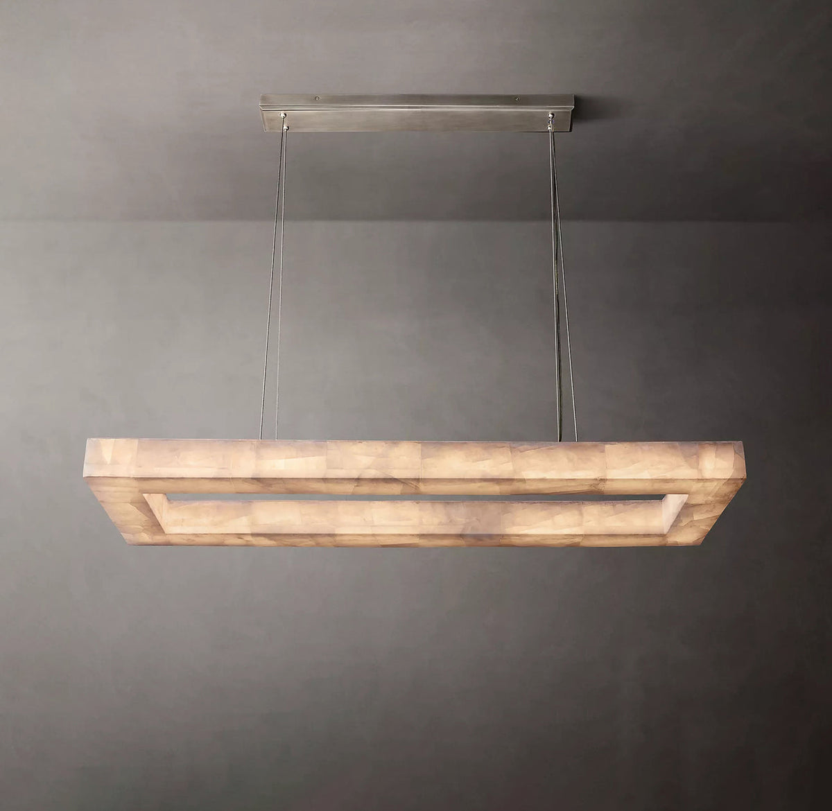 Rivage Alabaster Rectangular Chandelier 72"