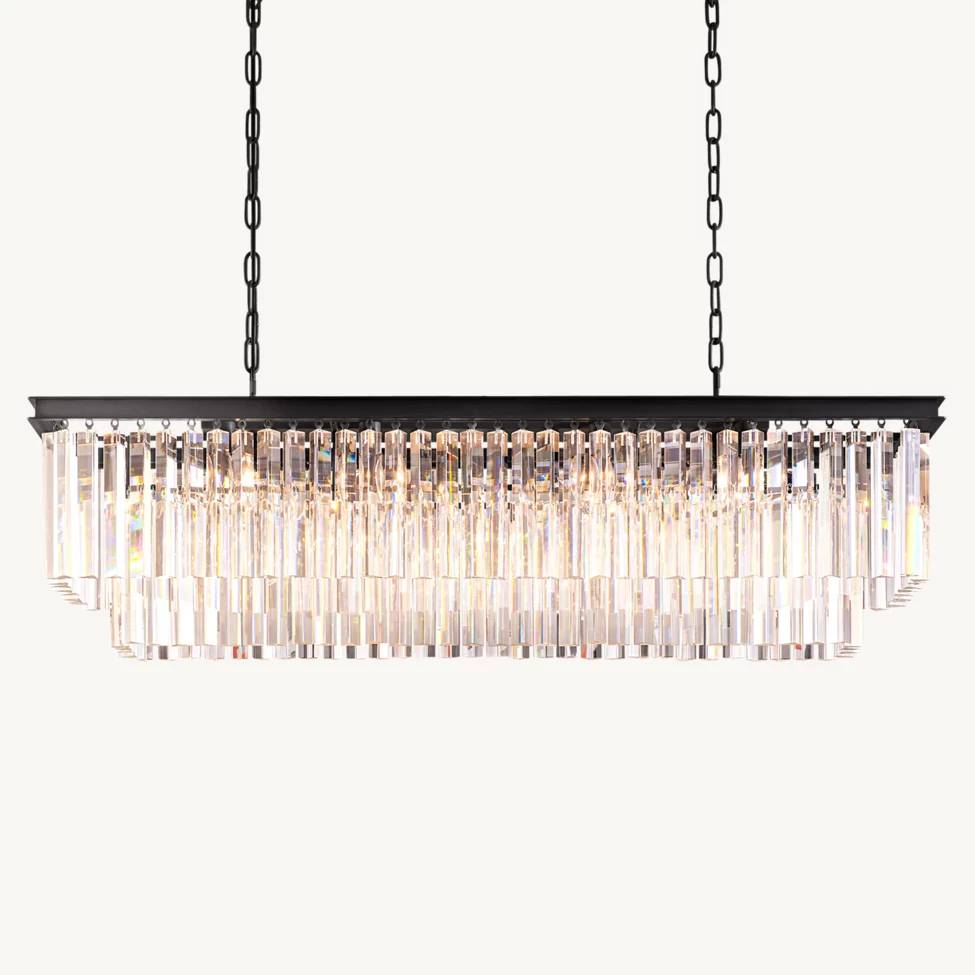 Odeon Rectangular Tiered Chandelier 49"