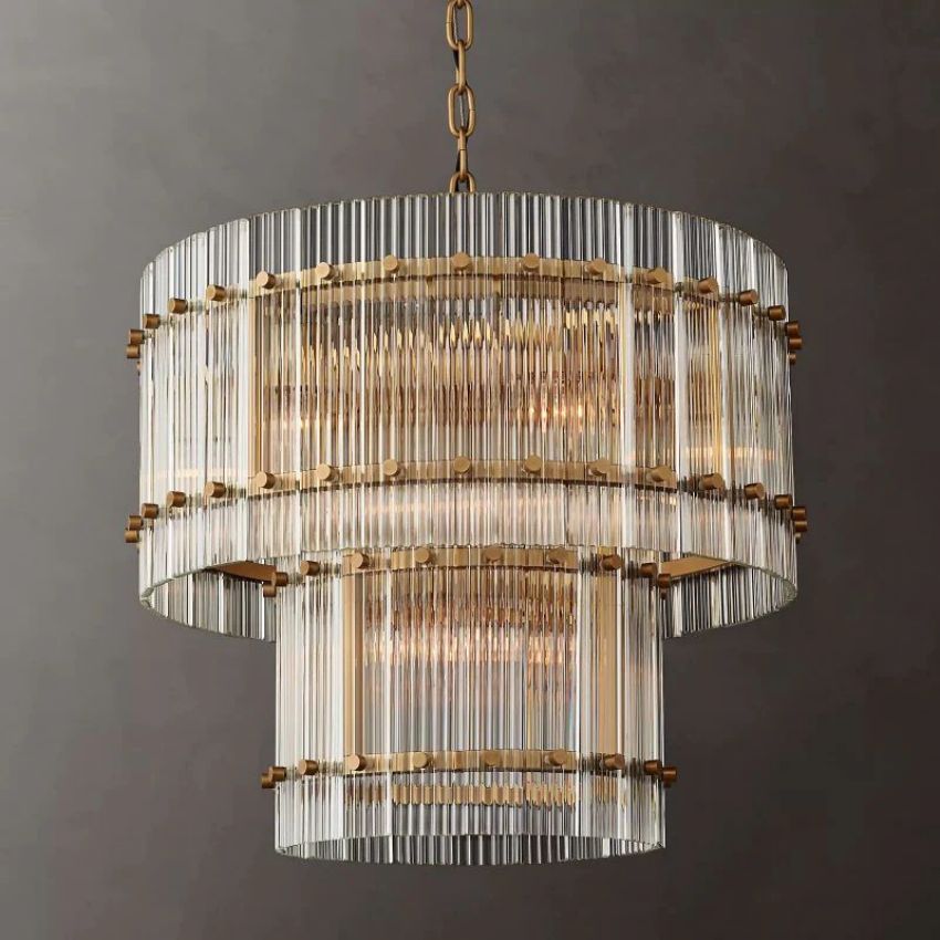 San Marco Glass Two-Tier Round Chandelier 22"