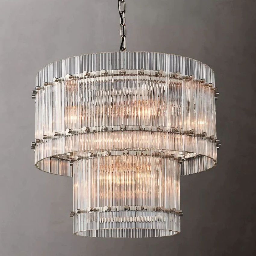 San Marco Glass Two-Tier Round Chandelier 22"