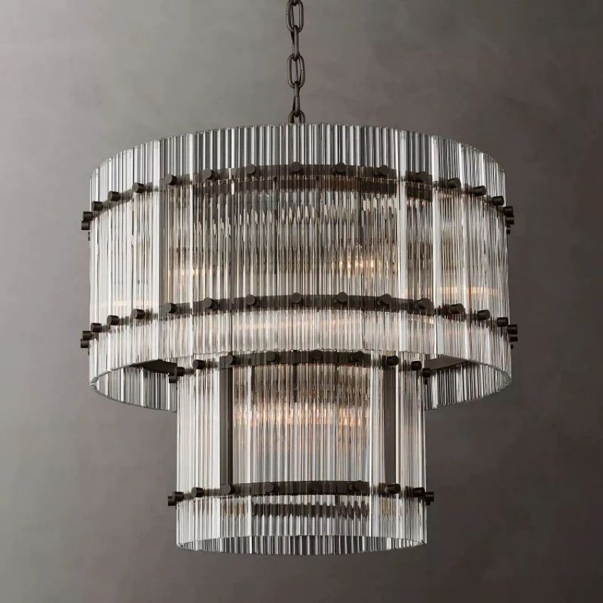 San Marco Glass Two-Tier Round Chandelier 22"