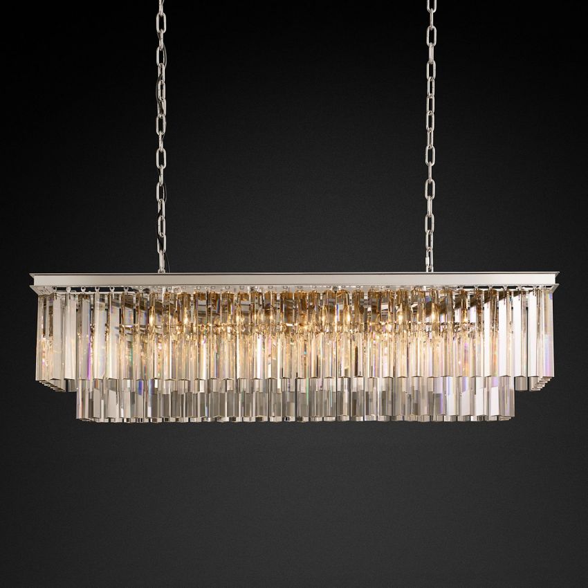 Odeon Rectangular Tiered Chandelier 49"