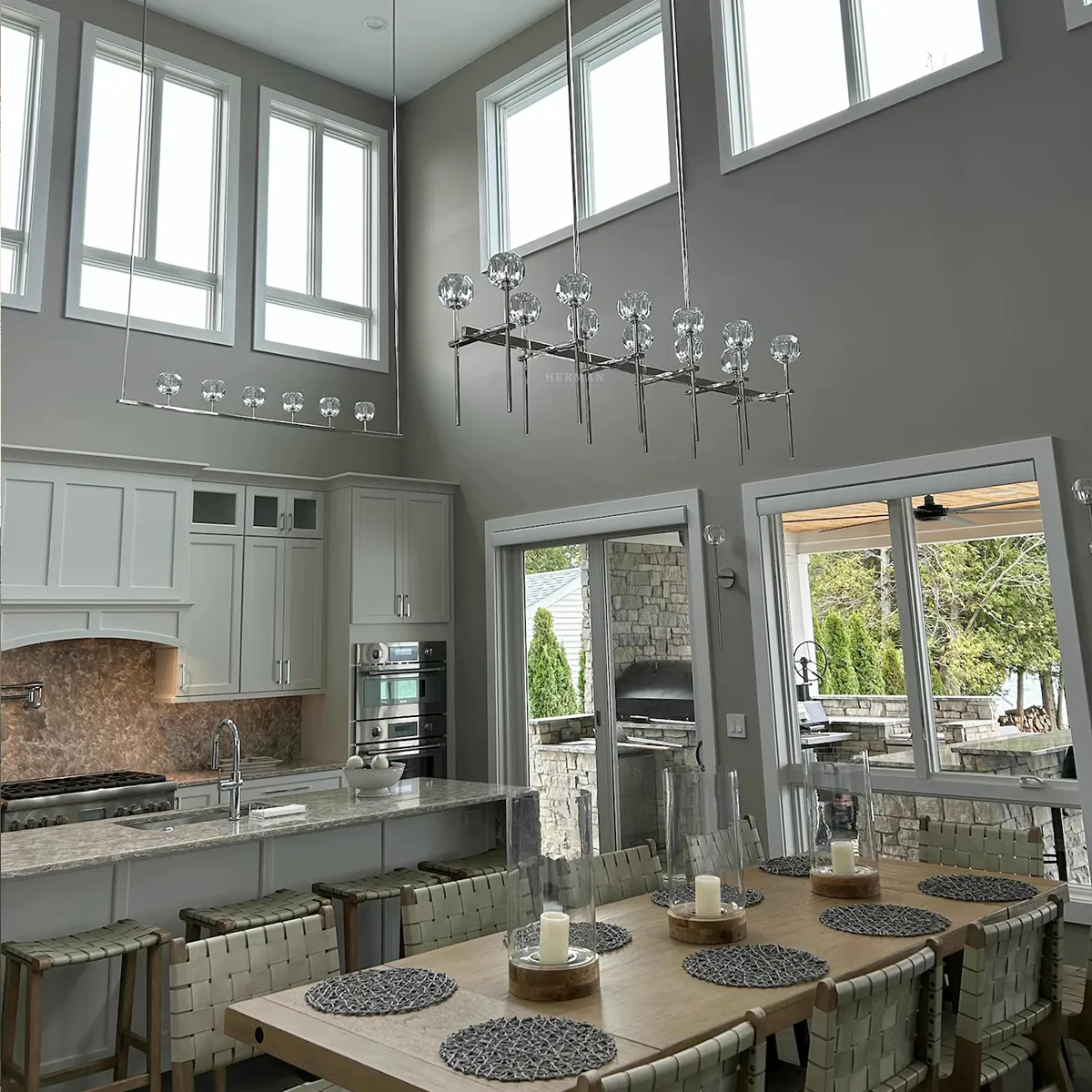 Boule Double Linear Chandelier 60"