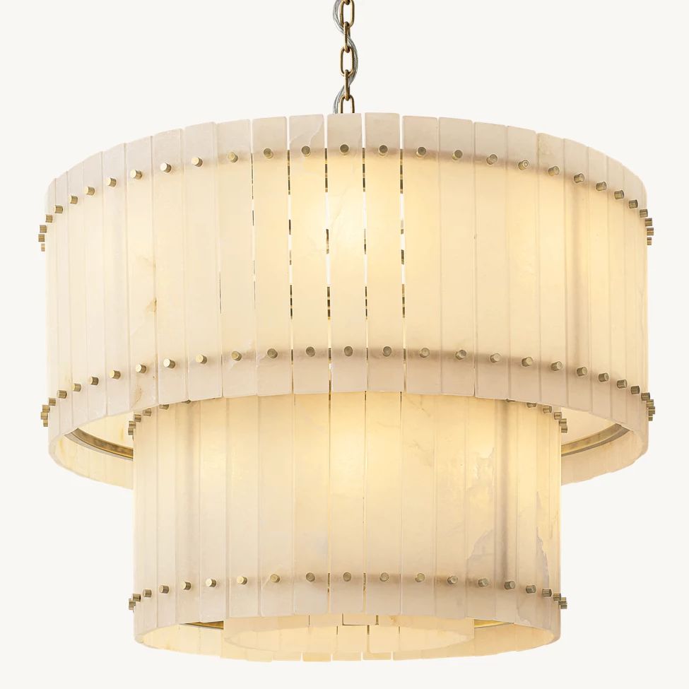 San Marco Alabaster Tiered Round Chandelier 37"