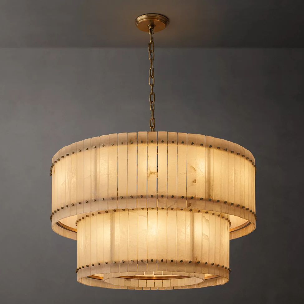 San Marco Alabaster Tiered Round Chandelier 48"