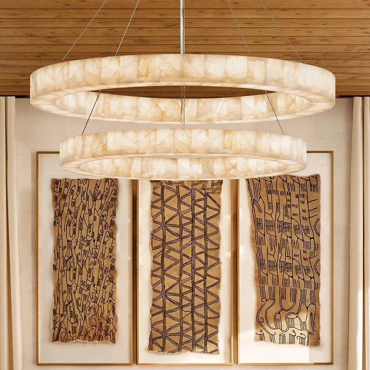 Rivage Alabaster Two-Tier Round Chandelier 60"