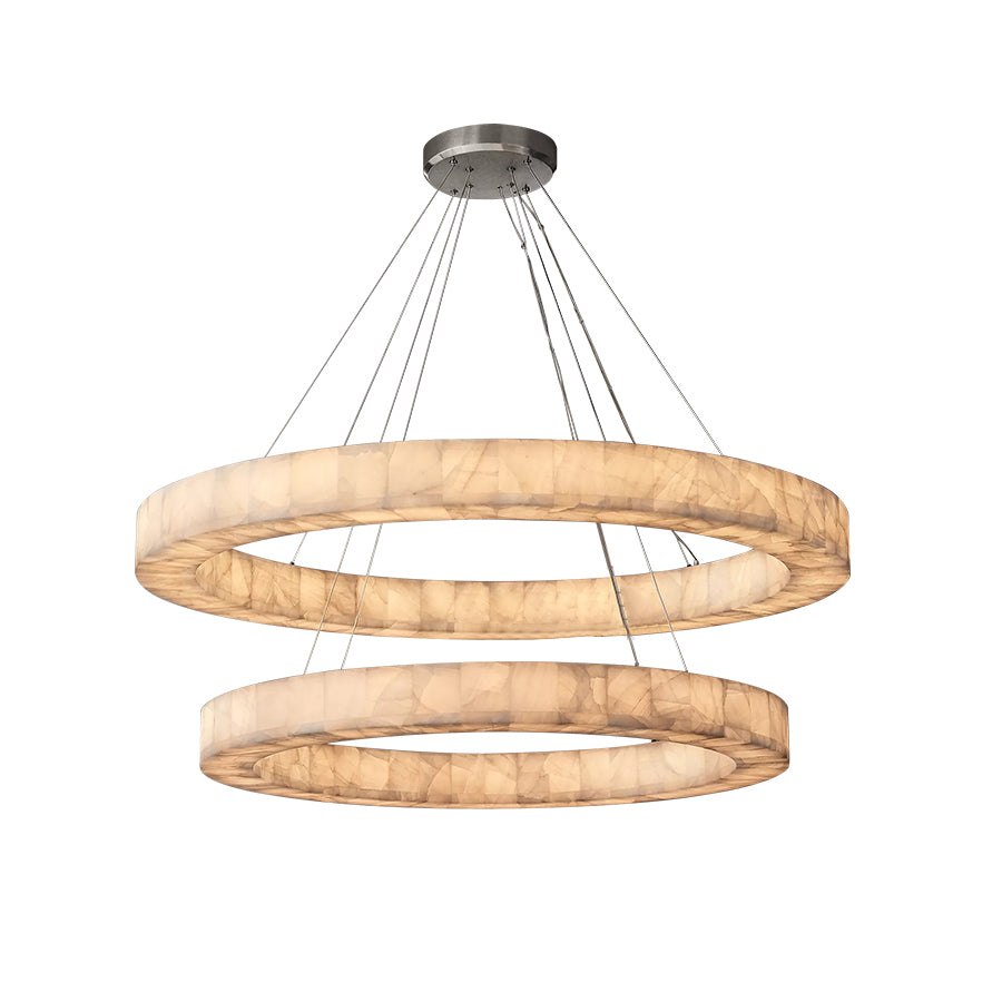 Rivage Alabaster Two-Tier Round Chandelier 60"