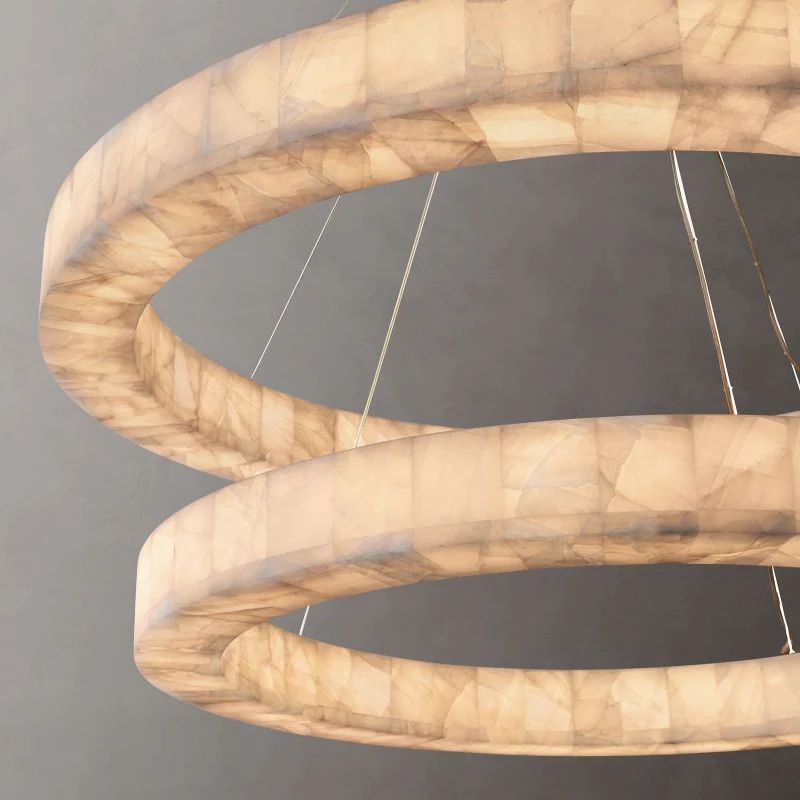 Rivage Alabaster Two-Tier Round Chandelier 60"