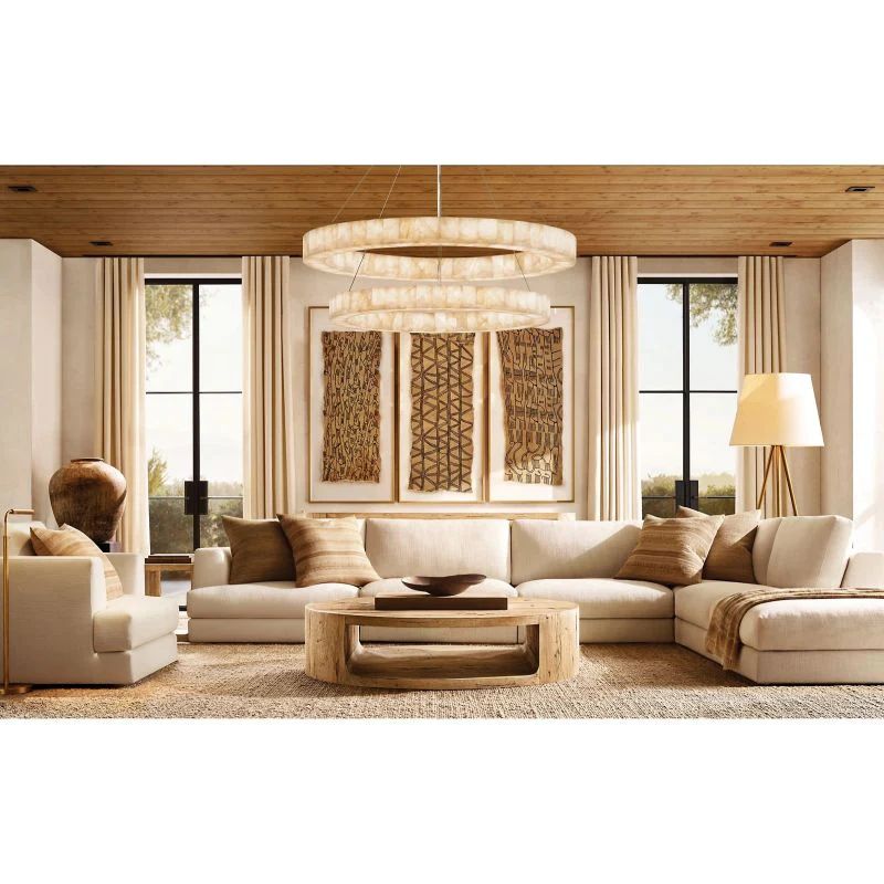 Rivage Alabaster Two-Tier Round Chandelier 60"