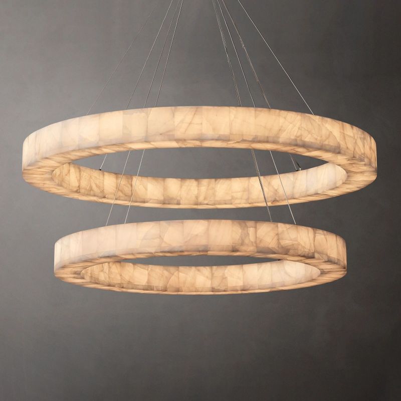 Rivage Alabaster Two-Tier Round Chandelier 60"